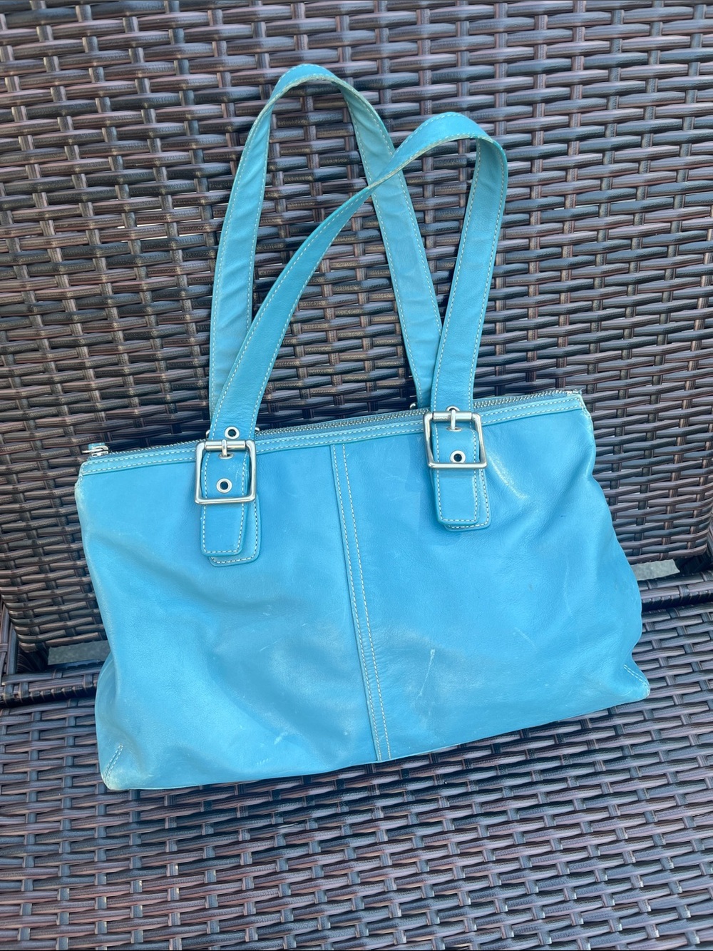 Coach Leather Shoulder Tote Bag - Picture 2 of 16